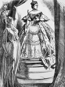 Dronning Victoria blir oppfordret av Britannia til å komme tilbake til verden etter sin lange sorg av John Tenniel