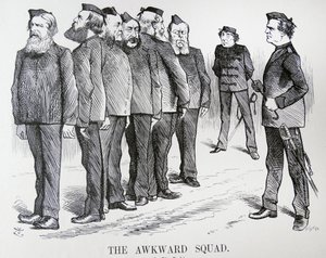 DET TASTE TROPPET. John Tenniel tegneserie. Vanskelighetene Disraeli hadde med forskjellige meninger i kabinettet sitt om politikk for den russisk/tyrkiske krigen av John Tenniel
