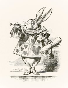 The White Rabbit med trompet og rulle som varsler anklagen, fra 