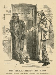 Resultatet av slående - The Workhouse. Tegneserie fra ''Punch'', London av John Tenniel