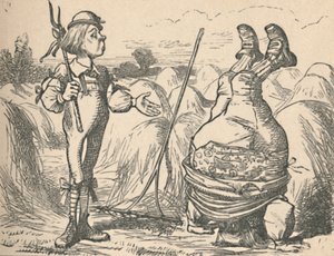 Ungdommen snakker med denne faren, som står i hånden, 1889 av John Tenniel