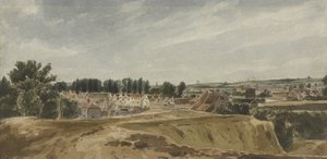 Utsikt nær Bishopsgate Bridge med Cow Tower, med utsikt mot Mousehold (wc på papir)