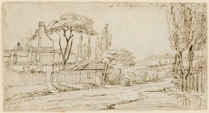 Ved enden av Chenies St, Bedford Square, 20. juli 1793 (blekk på papir) av John Thomas Serres