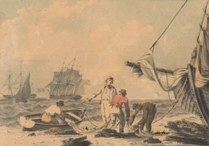Kystscene med figurer av John Thomas Serres