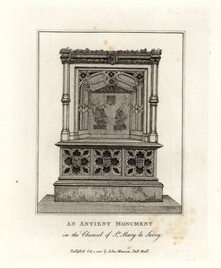 Gammelt monument i koret til St Mary le Savoy (nå Savoy-kapellet) av John Thomas Smith