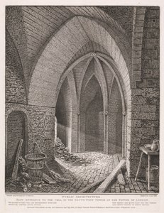 Østre inngang til cellen i det sørvestlige tårnet i Tower of London av John Thomas Smith