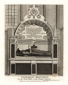 Edmund Plowdens monument på nordveggen i Temple Church av John Thomas Smith
