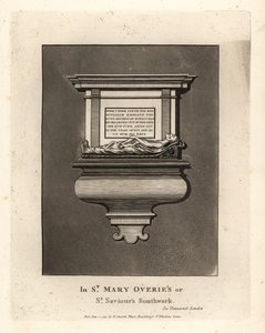 Gravbilde og monument til den ærlige mannen William Emerson, død 1575, i St Mary Overie