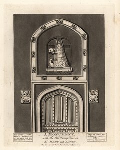 Gravbilde av Alicia, datter av Simon Steward, med Old Vestry Door i St Mary le Savoy av John Thomas Smith