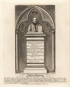 Gravmonument til den elisabethanske antikvaren og heralden William Camdem, død 1623, i Poets Corner, Westminster Abbey