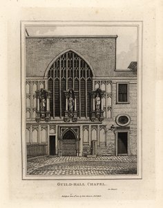 Guild-hall Chapel, gjenoppbygd i 1440, en del av Guildhall fra 1100-tallet i London av John Thomas Smith