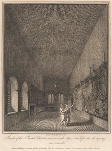 Inne i det malte kammeret slik det var i år 1800 før det gamle billedvev ble fjernet av John Thomas Smith