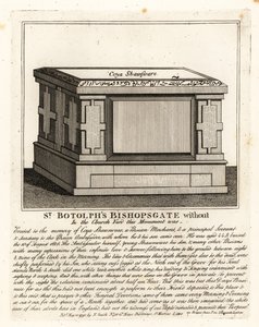Muslimsk gravmonument i alterstil til Coya Shawsware, eller Khwaja Shahsuwar (1582-1626), en kjøpmann og sekretær for Nogdi ber den persiske ambassadøren, tidligere i St. Botolphs, Bishopsgate av John Thomas Smith