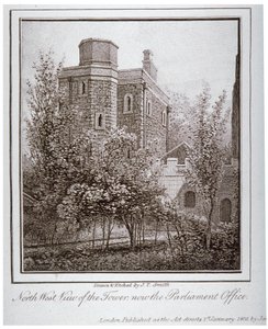 Nord-vest utsikt over Jewel Tower, Old Palace Yard, Westminster, London, c1805 av John Thomas Smith