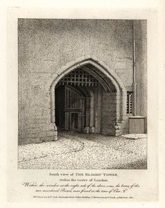 Sørutsikt over Bloody Tower i Tower of London av John Thomas Smith