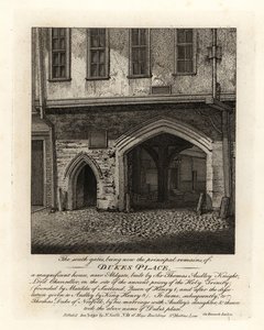Ruinene av South Gates of Dukes Place, bygget av Sir Thomas Audley (1488-1544) nær Aldgate av John Thomas Smith