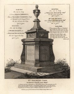 Graven til kunstneren William Hogarth, Chiswick kirkegård, Middlesex av John Thomas Smith