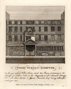Wood Street Compter, fengsel eid av sheriffene i London, bygget i borgermesterskapet til Sir Samuel Strange i 1670 av John Thomas Smith