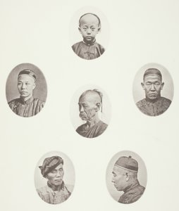 Kantonesisk gutt; Kantonesisk kjøpmann; mongolsk mannlig hode; Et ærverdig hode; En Arbeider; Mongolsk mannlig hode av John Thomson