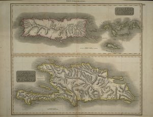 Porto Rico og Jomfruøyene: Haiti, Hispaniola eller St. Domingo, 1817 (håndfarget gravering) av John Thomson
