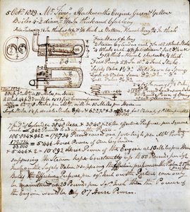 Detaljer om Sans Pareil fra Rastricks notatbok, Rainhill Trials, 1829 av John Urpeth Rastrick