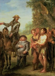 Don Quixote frigjør bysseslavene, fra Cervantes Don Quixote (panel)