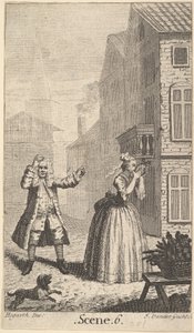 Frontispice til Molieres Sganarelle, ou le Cocu Imaginaire The Imaginary Cuckold, ca. 1732. av John Vandergucht