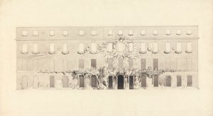 Arkitektonisk tegning av en bygning med astrologiske symboler av John Varley