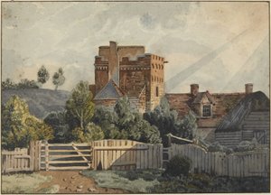Hus med steintårn av John Varley