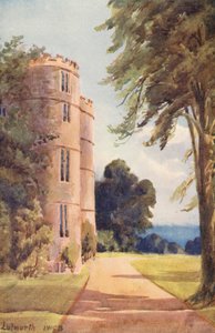 Lulworth Castle (fargelitografi) av John W.G. Bond