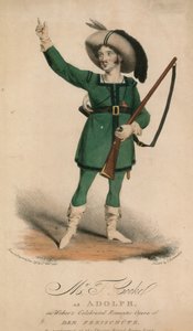 Mr T Cooke som Adolph i Webers berømte romantiske opera av Der Freischutz fremført på Theatre Royal Drury Lane av John W. Gear