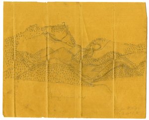 Blyantillustrasjon av Cumberland Gap, ca. 1862-1865 av John W. Hopte
