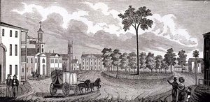 Central Part of Pittsfield, Massachusetts, fra Historical Collections of Massachusetts, av John Warner Barber, gravert av S. E. Brown, 1839