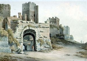 Porta Tiburtina (nå Porta di San Lorenzo), Roma, sett innvendig av John Warwick Smith