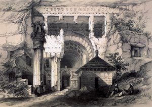 Karli, inngangen til den store Chaitya-hulen, 1845. av John Weale