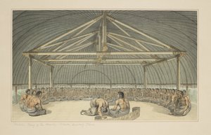 7: Poulaho, kongen av de vennlige øyene, drikker Kava, fra en serie akvareller som illustrerer Captain Cooks siste reise, ca. 1773-84 av John Webber