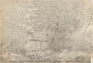 En Toopapaoo av en høvding, med en prest som gir sitt offer til Morai, i Huoheine av John Webber