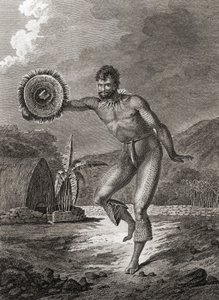 En tatovert danser i tradisjonell drakt, Hawaii, 1778 av John Webber