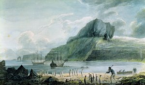 En utsikt over Christmas Harbor i Kerguelen's Land, 1781-4 av John Webber