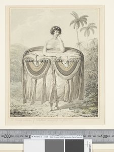 F.12 En ung kvinne fra Otaheite som bringer en gave, ca. 1773-84 (akvarell) av John Webber