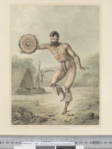 F.36 En mann fra Sandwichøyene, dans, ca. 1773-84 (akvarell) av John Webber
