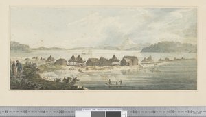 F.41 En utsikt over byen og havnen til St. Peter og St. Paul i Kamtschatka, ca. 1783-84 (akvarell) av John Webber