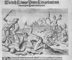 Kannibalisme, gravert av Theodor de Bry (1528-98)