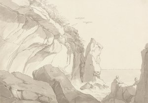 The Warren Near Exmouth, Devon: Figures on Rocks at the Sea's Edge