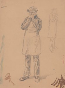 Karikatur av seg selv og E. A. Abbey (recto); To studier av en stående mann (verso) av John White Alexander