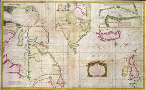 Kart over hav og sund som viser muligheten for en nordvestpassasje mellom Hudson Bay og Sørsjøen av John Wigate