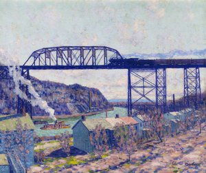 On the Rondout (olje på lerret) av John William Bentley