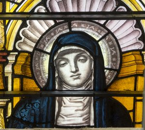 Oxford, Trinity College, James Powell & Sons, John William Brown (1842-1928), The Blessed Virgin Mary, 1885 av John William Brown