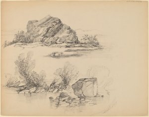 Steiner langs en innsjø [recto] av John William Casilear