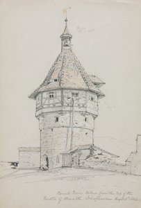 Rundetårn, Munot slott, Schaffhausen, Sveits, 1842.